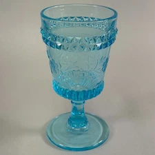 L.G. Wright Wildflower Blue Water Goblet - Vintage