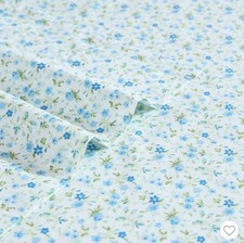 Laura Ashley FULL Evie Blue Floral Sheet Set 100 Percale Cotton