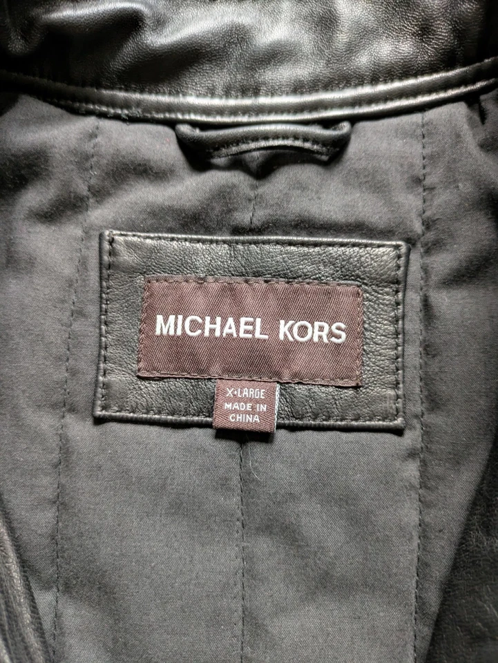 Michael Kors Men's Genuine Leather Moto Racer Jacket - XL - Image 2 of 4