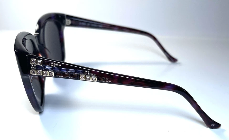 NUEVAS GAFAS DE SOL JUDITH LEIBER inscritas diamantes de imitación marrón púrpura + estuche JL1666 Foto 4 de 4