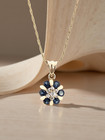 ESTATE SOLID 14K YELLOW GOLD BLUE SPINEL CZ PENDANT 20" NECKLACE #7920 — photo 2