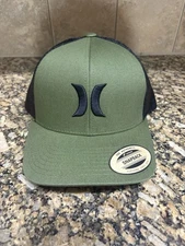 Hurley Del Mar Trucker Meshback Snapback Hat Olive Green w/Logo (New w/Tags)