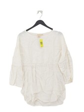 Uniqlo Women's Top S White Linen with Polyester Long Sleeve Round Neck Tunic