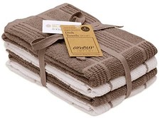 Kitchen Towels Pack of 4, Terry Cotton Dish 16" x 26" - 4 pack Brown Box