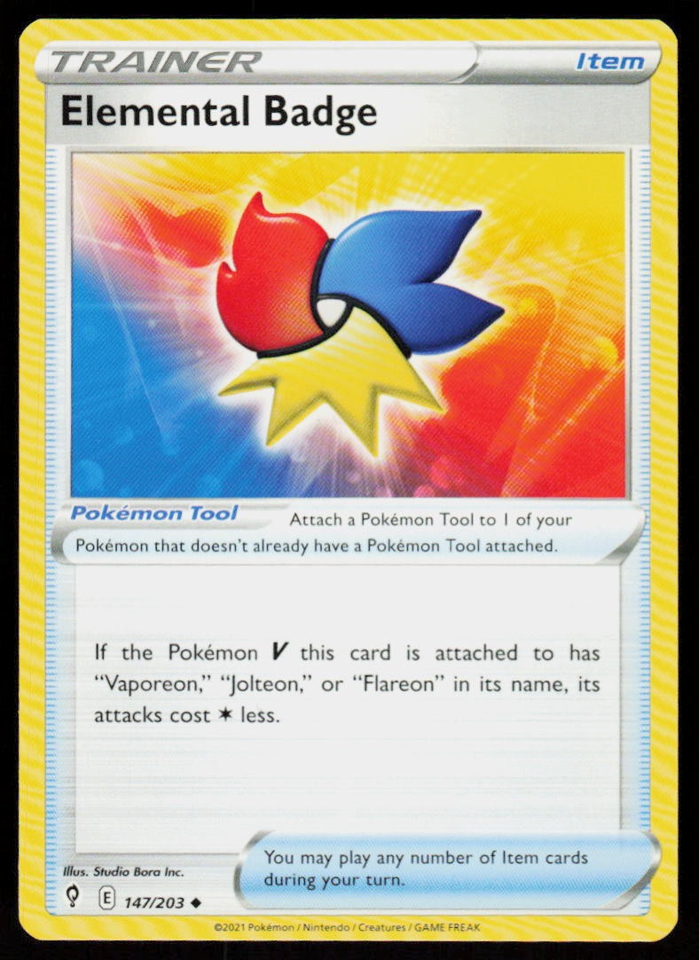 Elemental Badge 147/203 Uncommon Evolving Skies Pokemon Near Mint