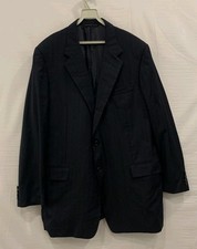 Hickey Freeman Saks Fifth Avenue 44L Navy Pinstripe Wool Blazer USA Made #192