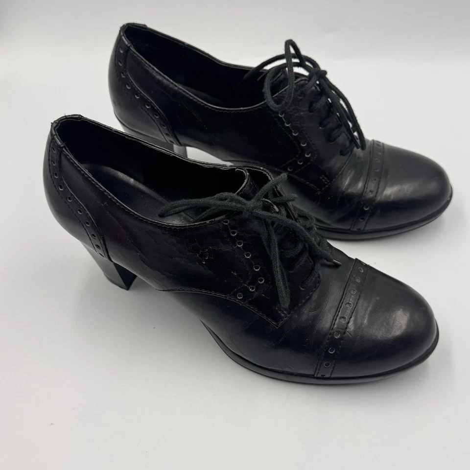Bajo de colección Y2K charol negro imitación cuero con cordones Oxford tacón grueso 8,5 Foto 2 de 4