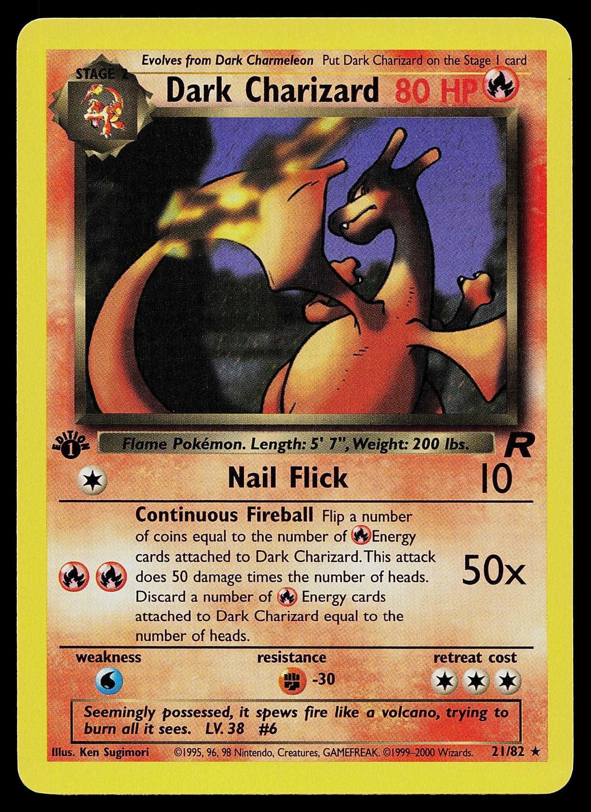 Pokemon Card - Dark Charizard Team Rocket 21/82 1st Edition Rare Non Holo