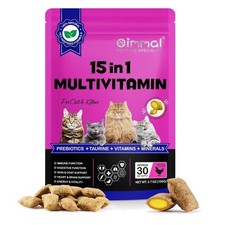 Cat Vitamins Treats, 15 in 1 Cat Multivitamin Chews Vitamins with Taurine, Om...