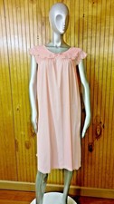 Vtg Shadowline Semi Sheer Short Sleeve Midi Cute Nightgown Pink Size Medium