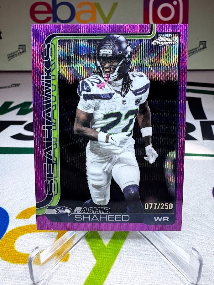 2025 Topps Chrome Rashid Shaheed Pink Wave Refractor /250 - Seattle Seahawks