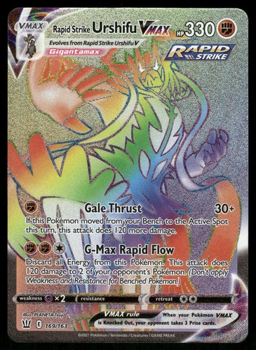 Rapid Strike Urshifu VMAX 169/163 Rainbow Rare Battle Styles Pokemon Holo NM