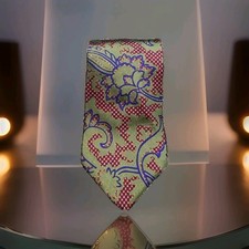 Vintage Chaps Ralph Lauren Silk Tie Floral Paisley Red Green Purple Made in USA