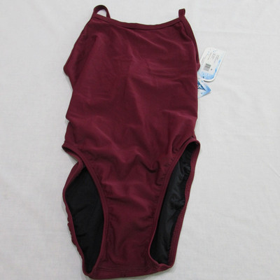 Sporti Solid Thin Strap Maroon One Piece Swimsuit Women's Size 28 NWT