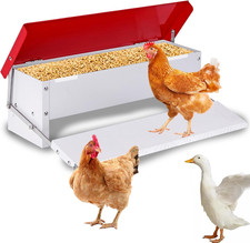 9L Automatic Chicken Feeder Treadle Rat Proof Metal Galvanized Poultry Feeders T