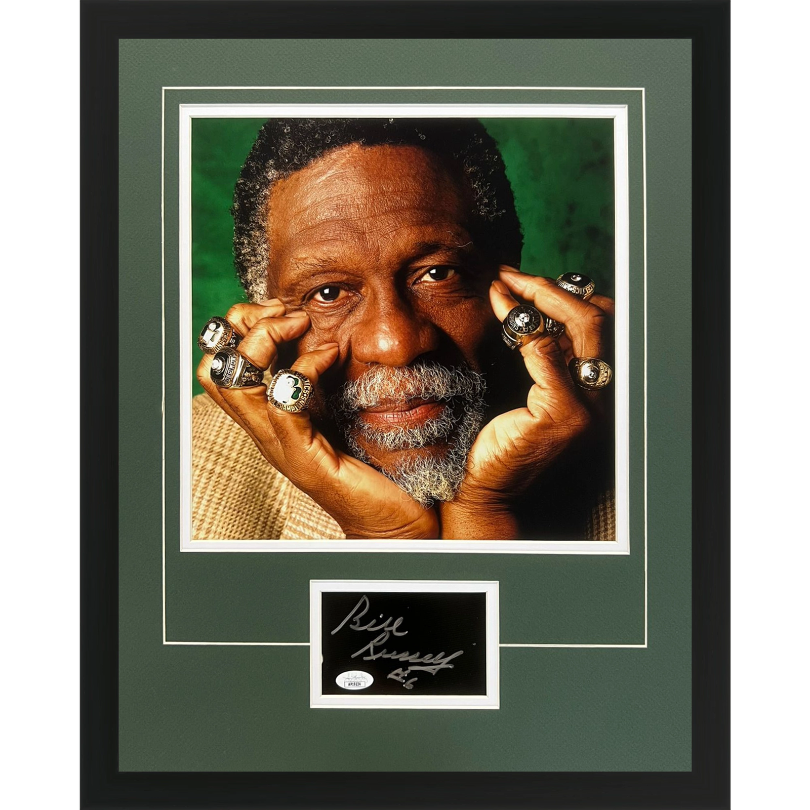 Bill Russell Autographed Signed Boston Celtics (Rings) Deluxe Framed 12x12 Photo Piece 