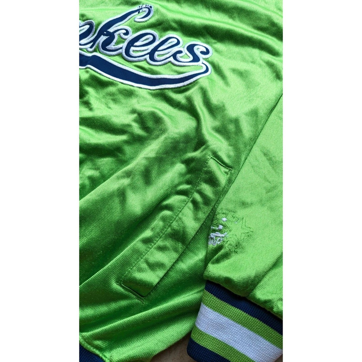 NY Yankees 90s STARTER Pullover LIME Script jacket M green MLB