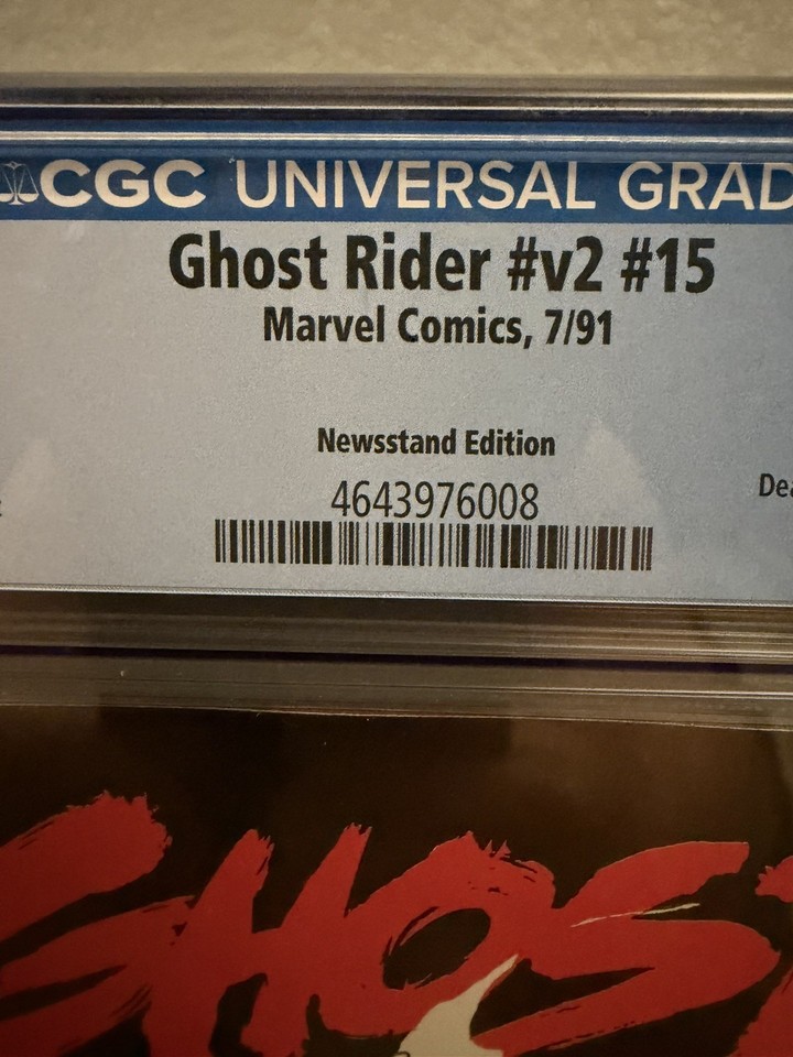 Ghost Rider 2028 Ghost Rider V2 #15N CGC 9.8 Newsstand 1991 Glow in the Dark cover HTF ...