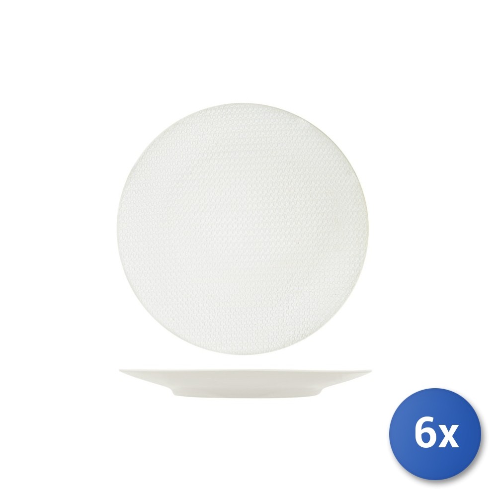 6X H&H Union White Stoneware Plates 27Cm