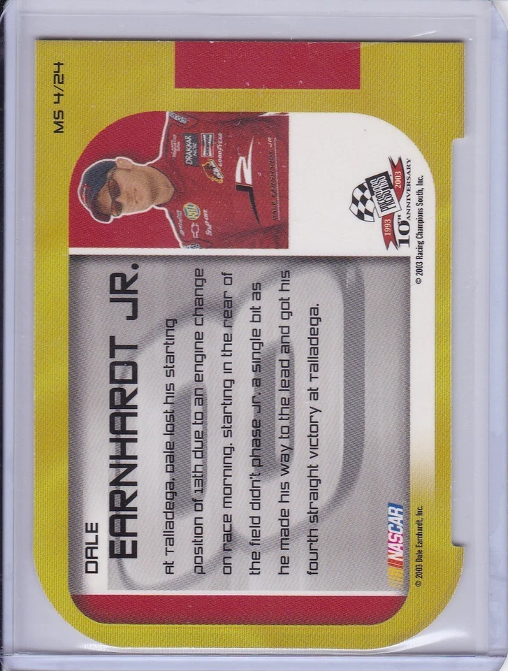 Dale Earnhardt Jr. 2003 Press Pass VIP Making the Show insert card MS4 - Image 2 of 2