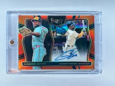 Jackson Chourio 2025 Panini Select Baseball Autograph Diamond Action Orange /75