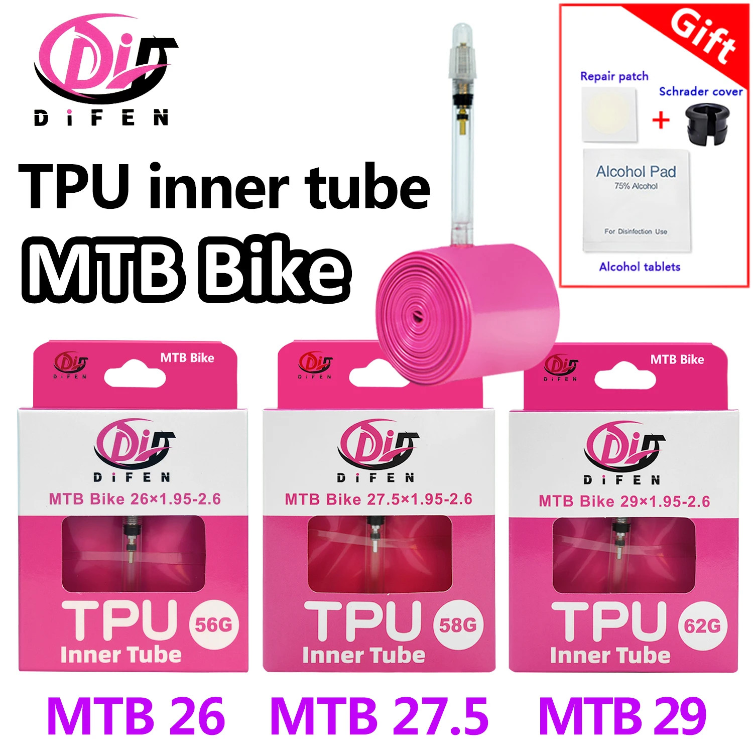 Tubo interno bici TPU MTB 26 27,5 29 pollici tubo pneumatico mountain bike 1,95-2,6 US