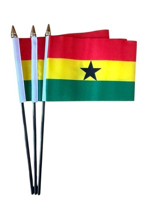 Ghana 3er Pack kleine handwinkende FAHNEN 6''X4'' Flaggen FAHNE