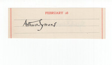 Arthur Symons (1865-1945) Signed Birthday Clip / Autographed British Poet