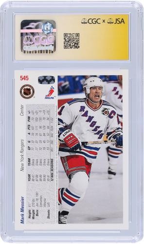 Mark Messier Rangers Signed 1991-92 Upper Deck #545 CGC Auto 10 Card w/HOF Insc - Picture 2 of 3