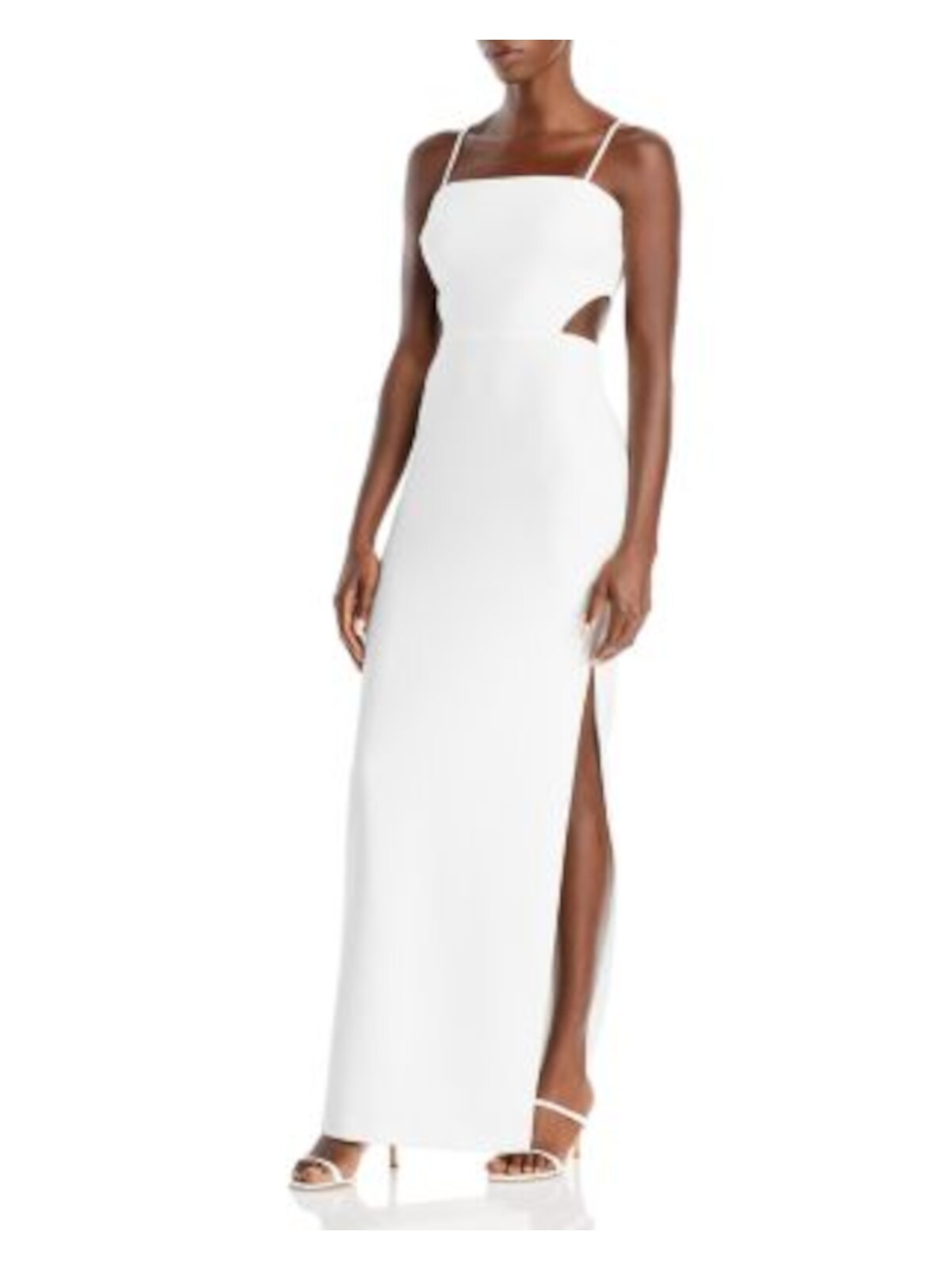 AQUA FORMAL Womens White Spaghetti Strap Full-Length Evening Gown Dress 8