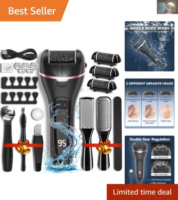 Rechargeable Electric Callus Remover with 3 Roller Heads   17 in 1 Pedicure Kit