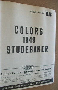 1949 Studebaker car auto DuPont paint chips folder set- VG