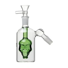 45° 14mm Skull Glass Ash Catcher Bowl Slide 4 Hookah Bubbler Bong Water Pipe G