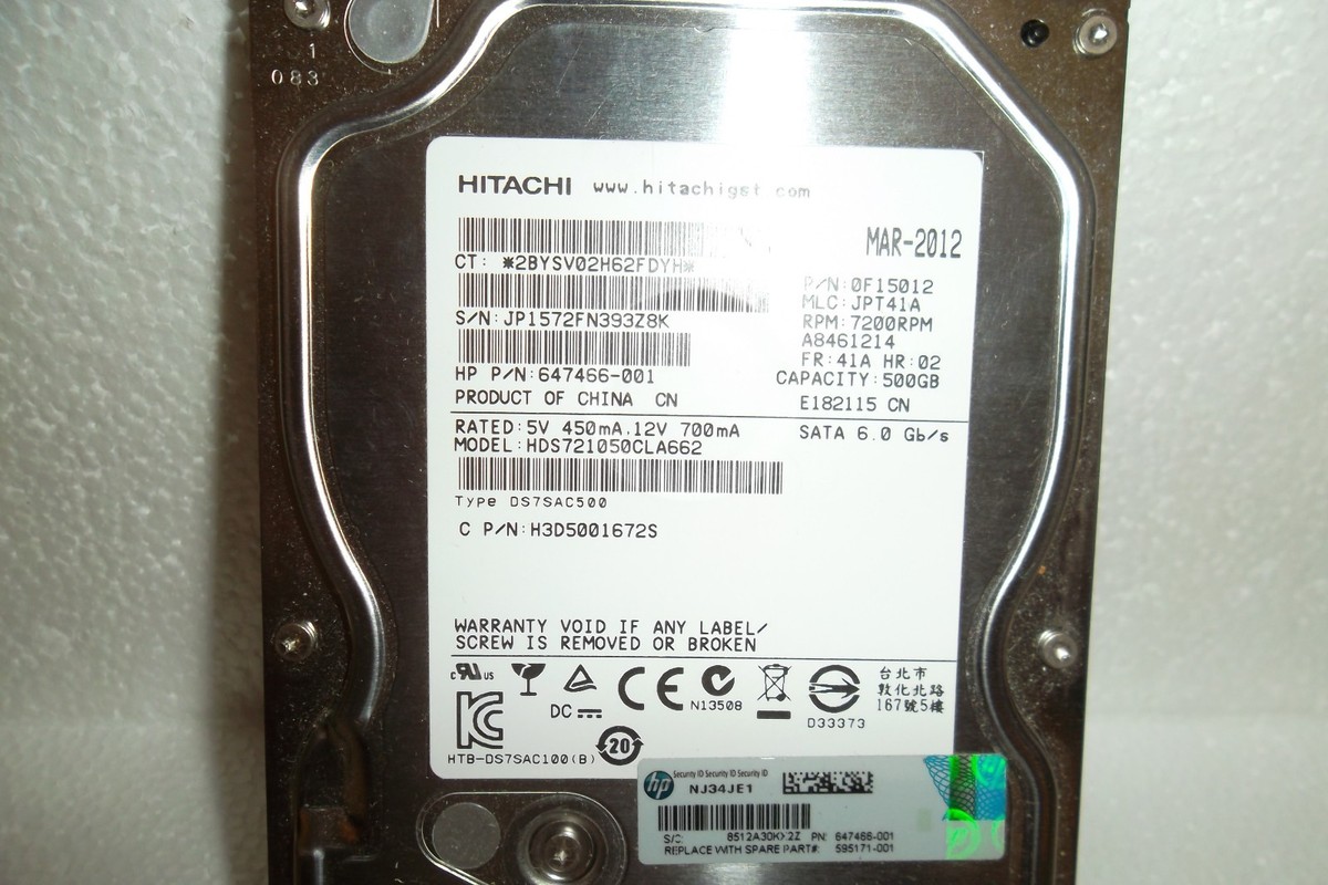 (未使用･未開封品)Hitachi HDS721050CLA662 500GB P/N: 0F15636 MLC: JPT50E Hitachi Deskstar 7K1000.C HDS721050CLA662 / 0F15012 / HPE