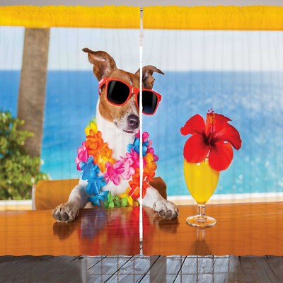 Komisch Rustikale Gardine Cool Dog sitzen am Strand Bar