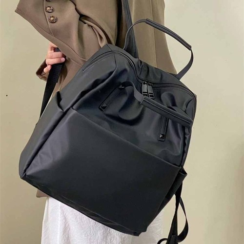 Solid Color Lightweight Computer Bag Black Waterproof Travel Backpack Women - Afbeelding 4 van 14