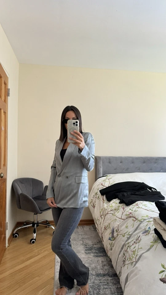 REISS  silver one  blazer sz 0 Xs - Image 2 of 4