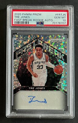2020-21 Prizm Fast Break Rookie Autograph Tre Jones RC Auto PSA 10