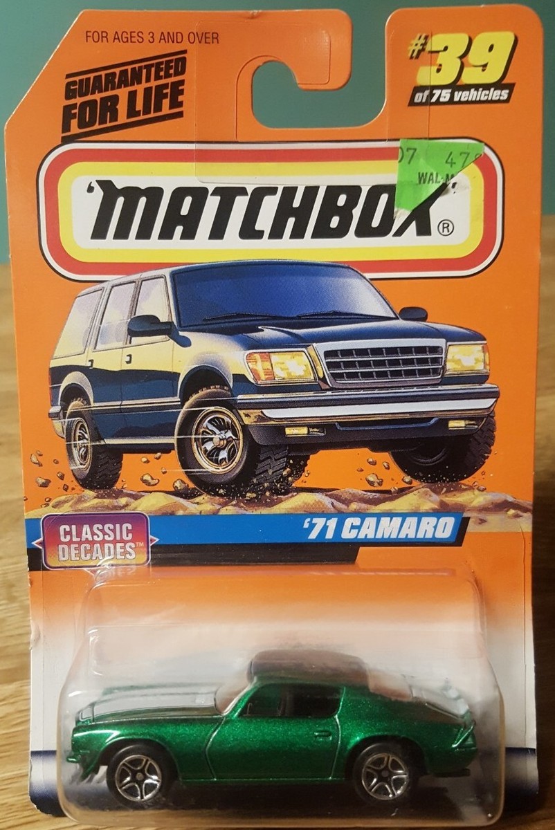 Matchbox '71 Chevy Camaro Green 1:64 Scale Classic Decades Series