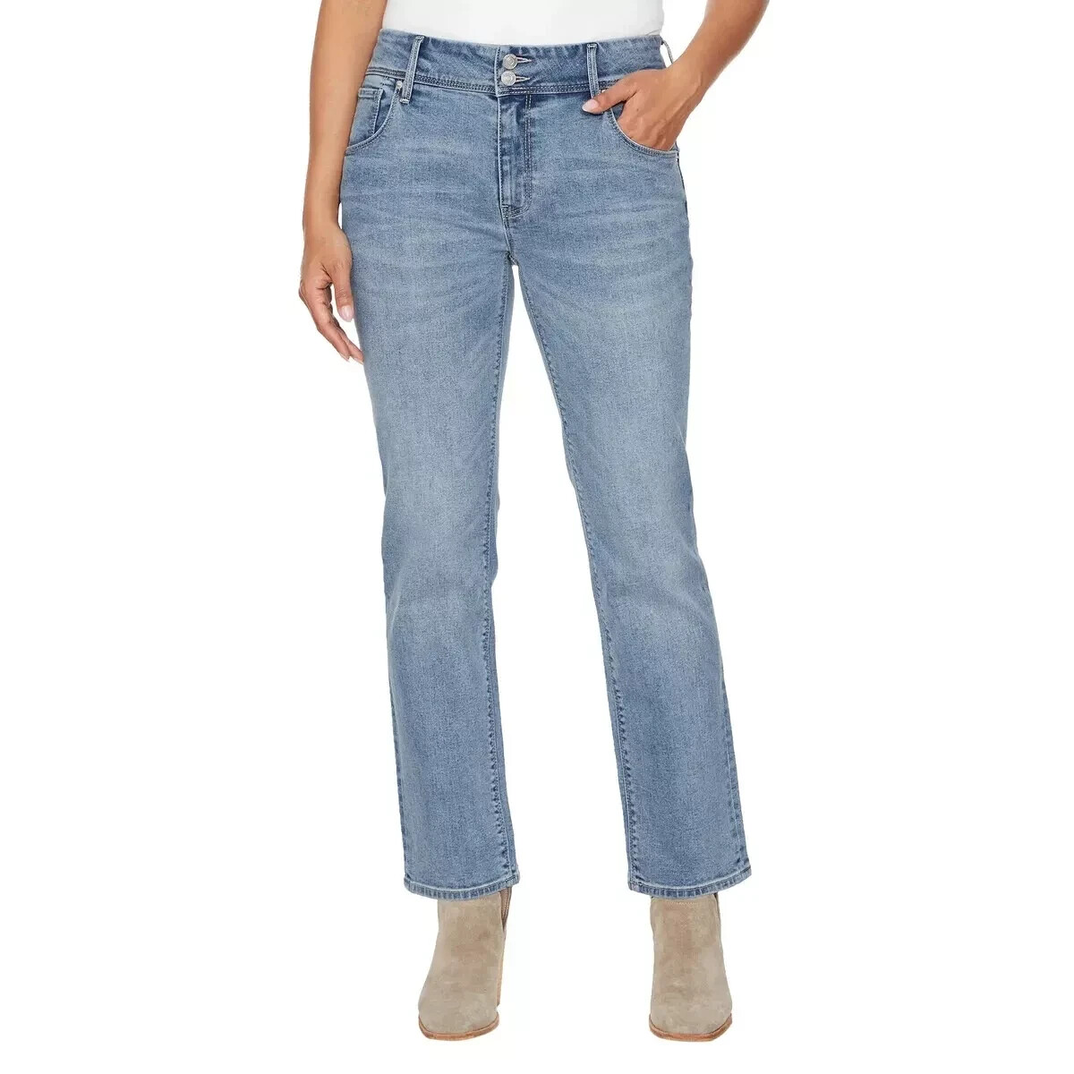 Hudson Women's Mid-Rise Straight Jeans, Blue, Size 16/36