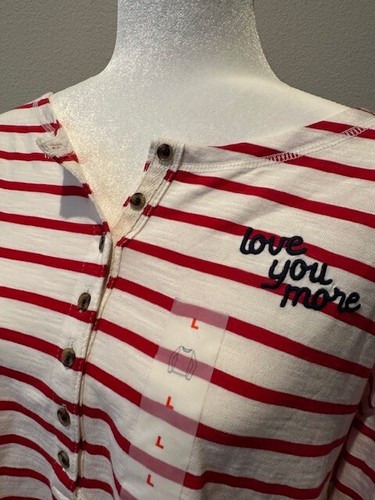 NEU! Old Navy LOVE YOU MORE Henley Crop Shirt Top Gr. L Valentinstag