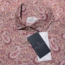 Emanuel Berg NWT Byron Button Down Shirt Size 42 16.5 L in Red/Multi Paisley