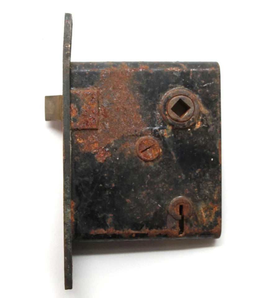 Antique Victorian Mallory Wheeler Mortise Door Lock with Brass Faceplate - Image 2 of 4