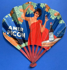 EVENTAIL PUBLICITAIRE 7 brins - AMER PICON - années 30- PIKINA apéritif familial