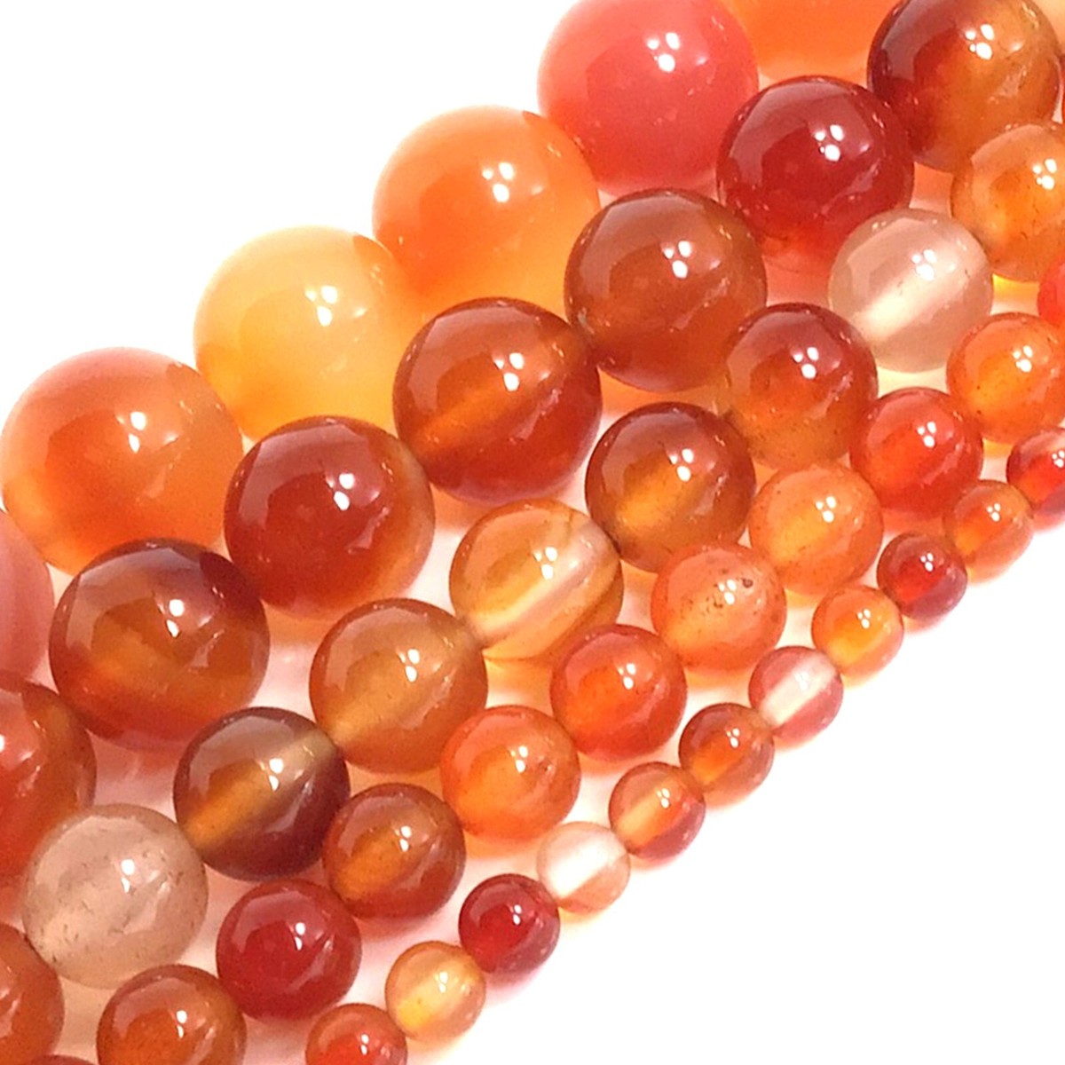 Natural Orange Carnelian Round Spacer Loose Beads 15