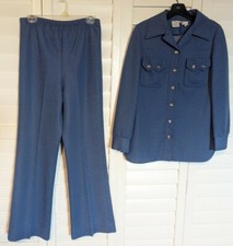 Vtg 60's 70  s Marty Gutmacher 2 Pc Set Polyester Pantsuit Sz Med MOD Bell Bottom