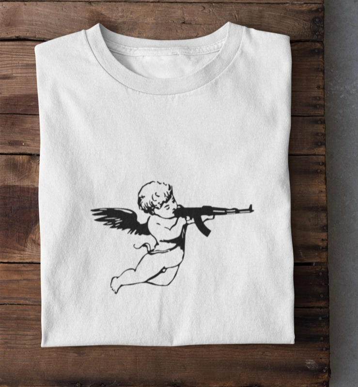 Angel T-Shirt - Machine Gun Baby Angel Tumblr Cherub Shirt, Unisex Tee