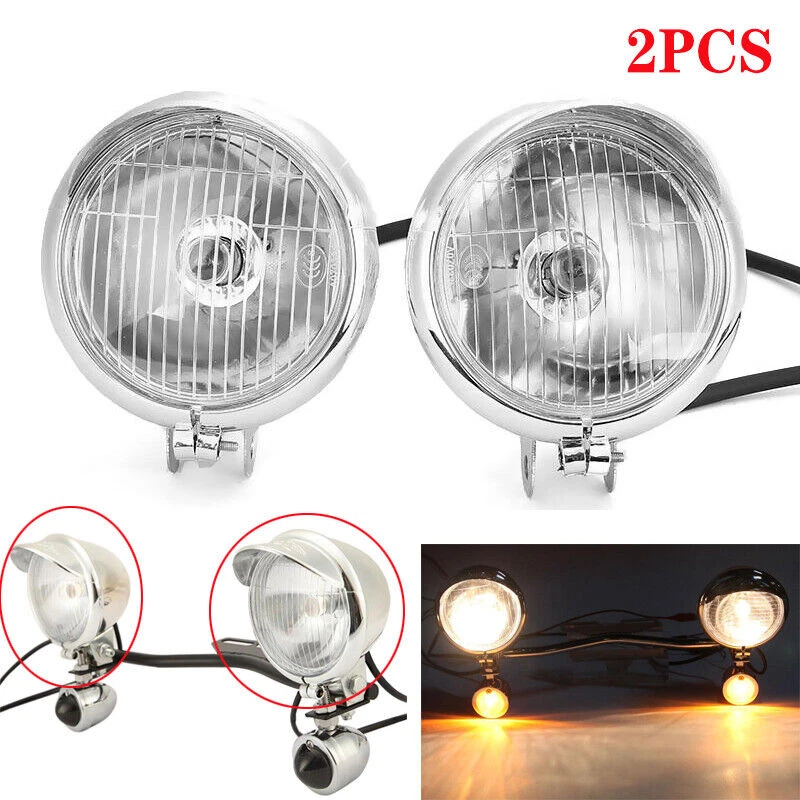 2X luzes de passagem auxiliares de neblina cromadas 4" para Yamaha V-Star XVS 1100 1300 650 EUA - Imagem 3 de 4