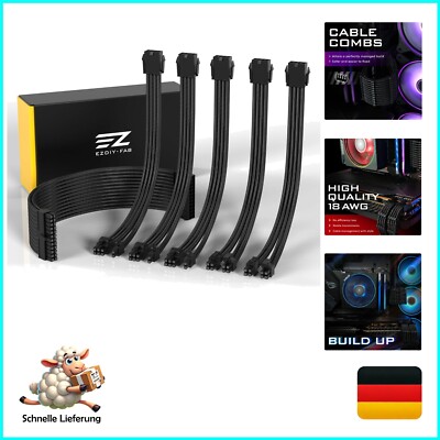 EZDIY-FAB PSU Kabelverlängerung Ummantelt Custom Mod GPU PC Netzteil Weiches ...