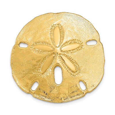 14k Gelbgold massiv poliert Sand Dollar Omega Kette Plättchen Charm Anhänger